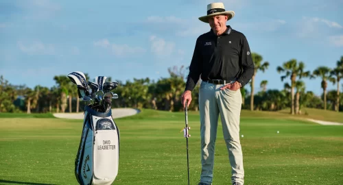 David Leadbetter on the golf course, smiling