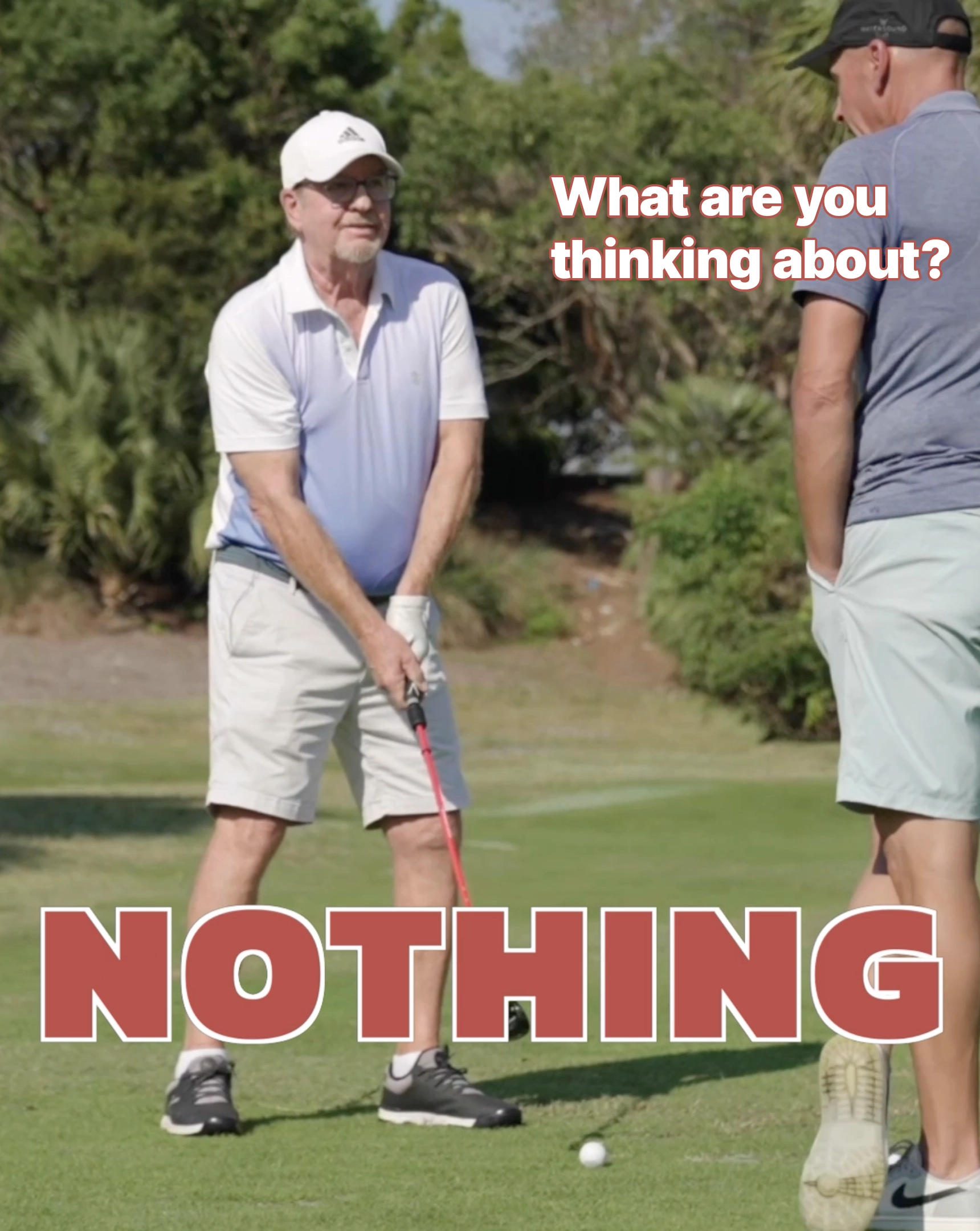 Golfer being asked what he's thinking about and responding with 'Nothing'