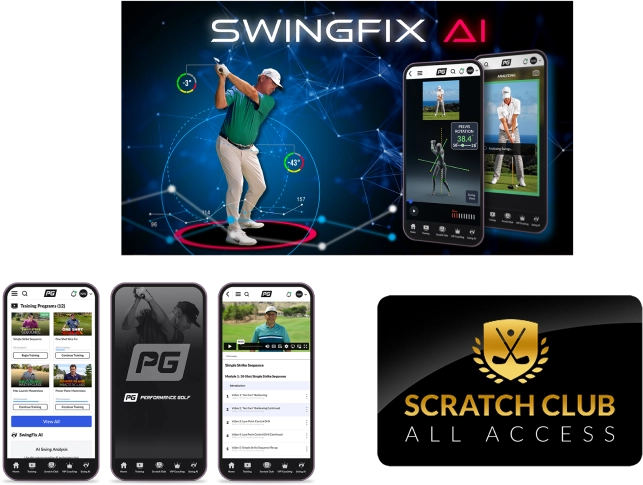 Mobile screen images showing everything SwingFix AI has to offer