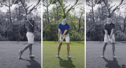 Golf swing in three image panes
