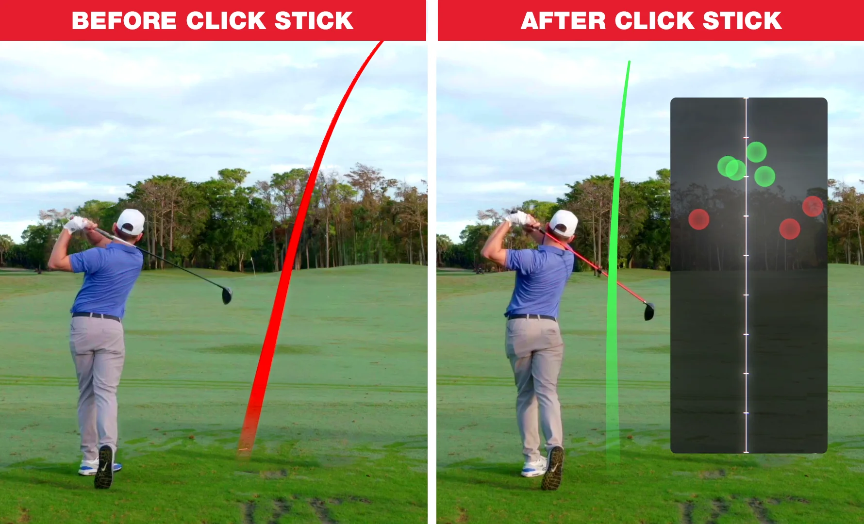 demonstration of player getting fast results from using the click stick driver