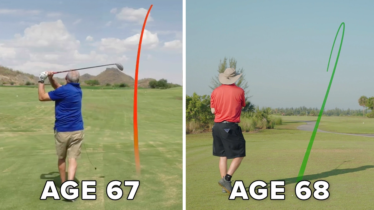 Age 67 golfers bad shot vs age 68 golfers good shot.