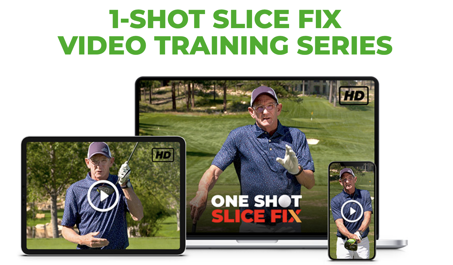 Hank Haney’s One Shot Slice Fix video training series on various devices.