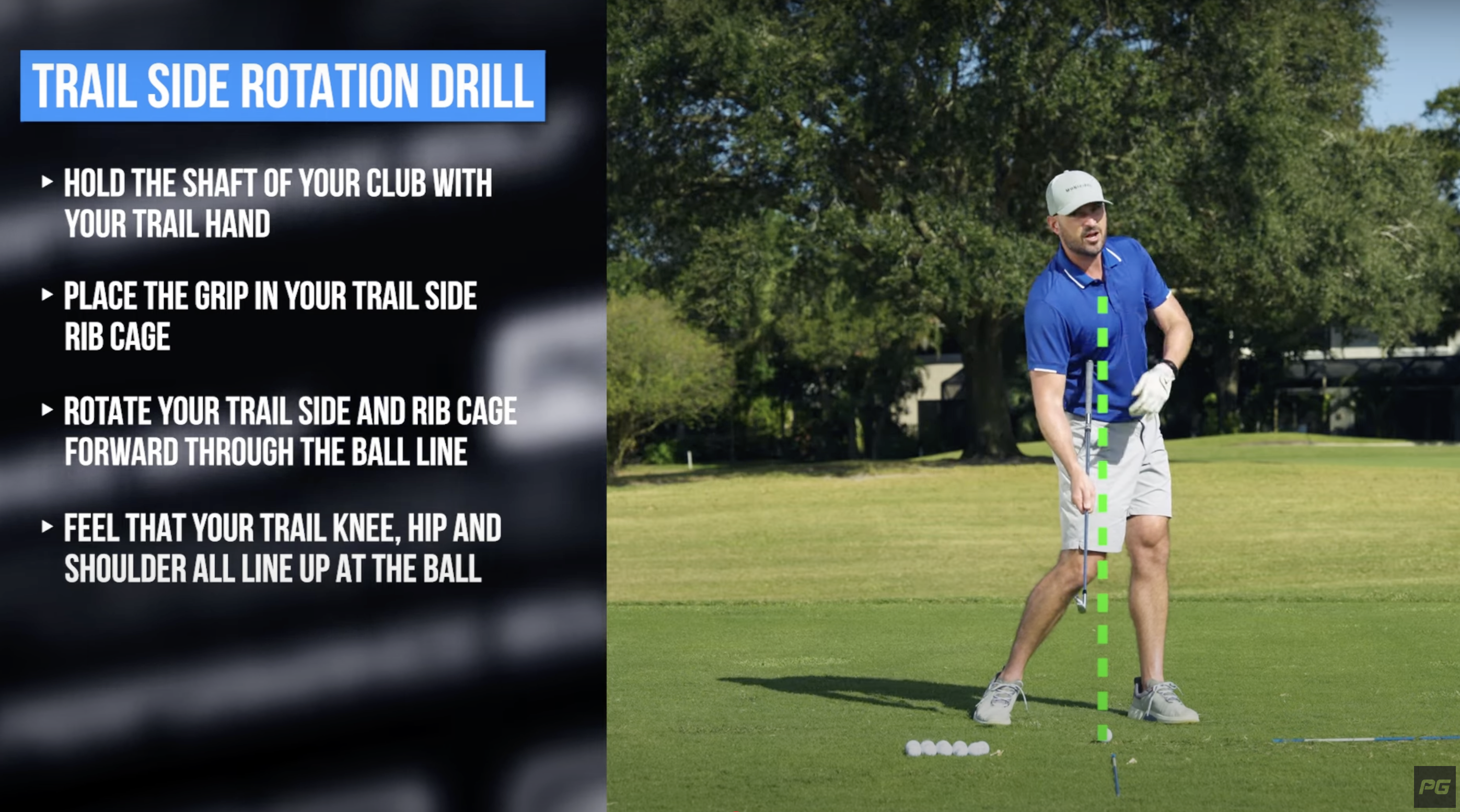 Performance Golf coach Eric Cogorno performing a trail side rotation drill.
