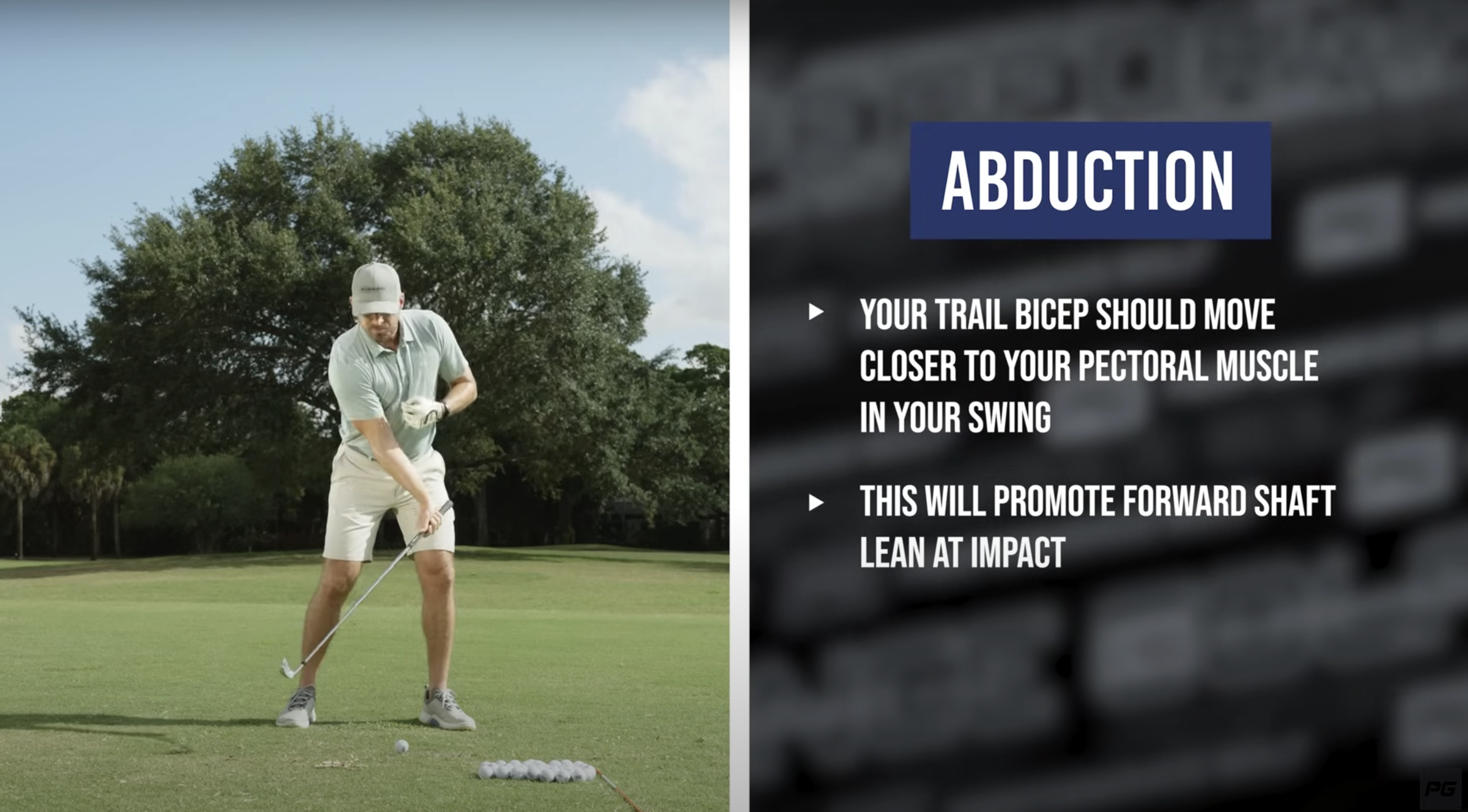 Performance Golf’s Eric Cogorno showcasing how abduction works in the golf downswing.