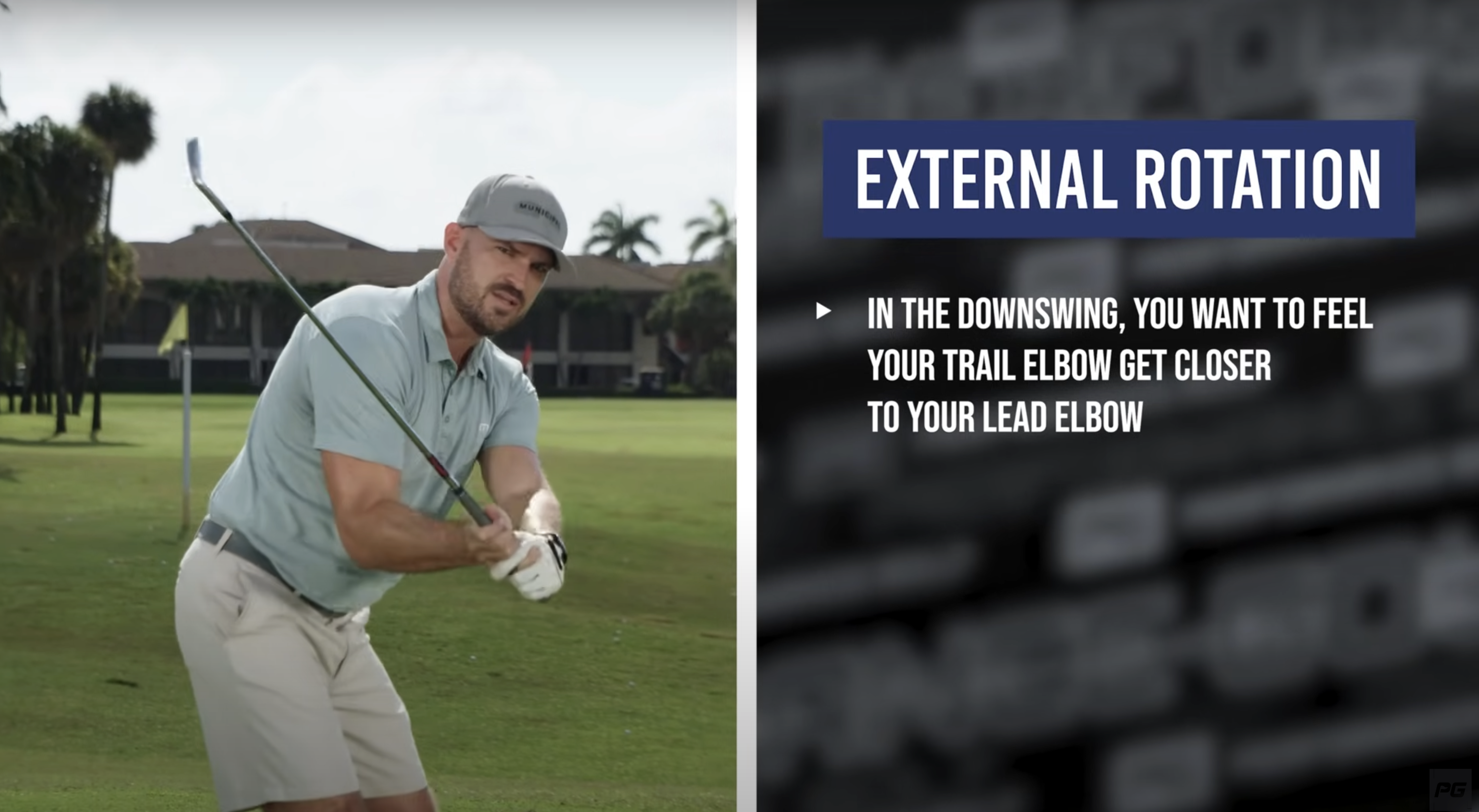 Performance Golf's Eric Cogorno showcasing how external rotation works in the golf downswing.