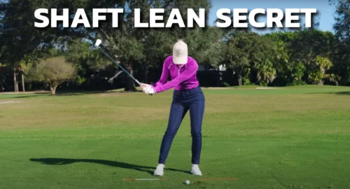 Performance Golf coach showcasing how to properly set up the golf swing shaft lean in the backswing.