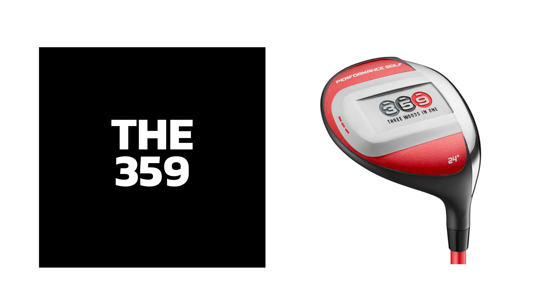 A close up of the club of the 359 Fairway Hybrid Wood from Performance Golf that touts three clubs in one for maximum results with less effort for senior golfers.